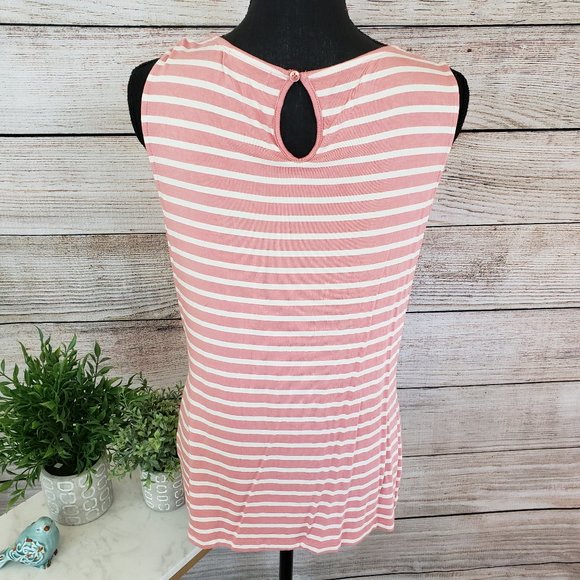WILLI SMITH CORAL AND CREAM STRIPED TOP - LARGE - Picture 5 of 9